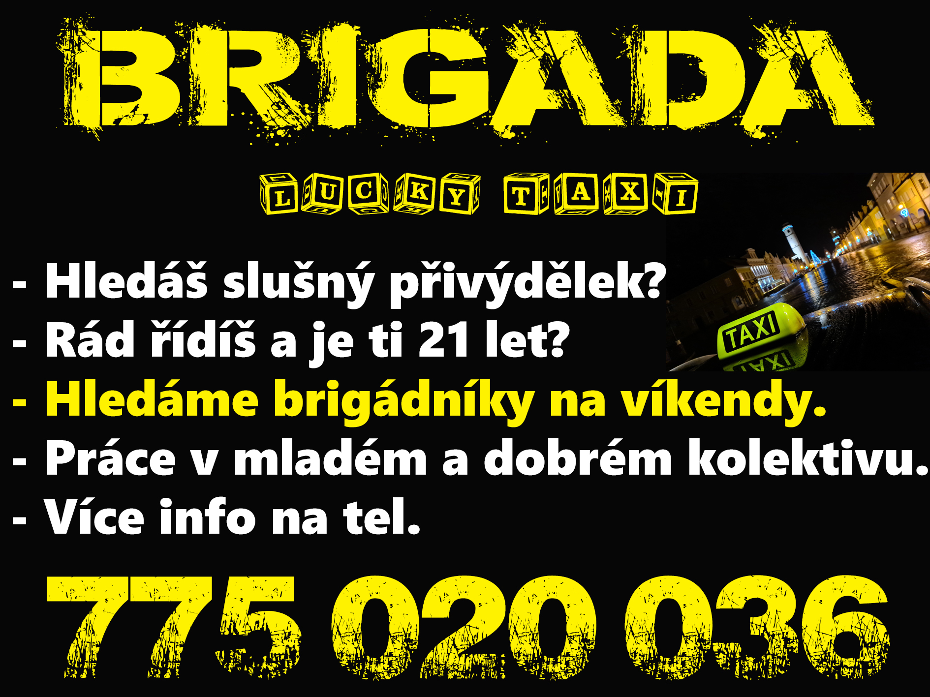 Hledáme řidiče Lucky taxi Domažlice